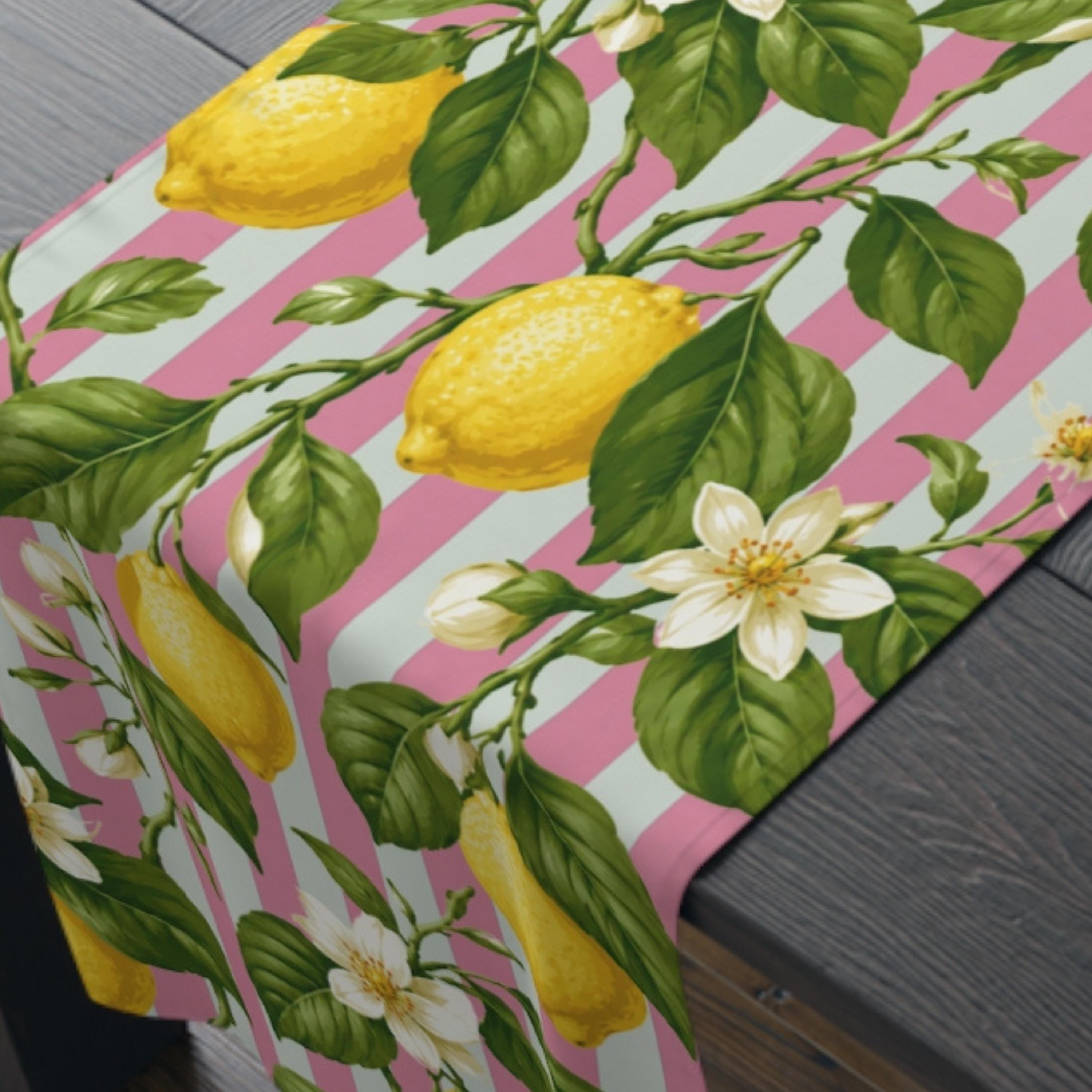 Lemon Table Runner Collection: 7 Citrus and Stripe Variations