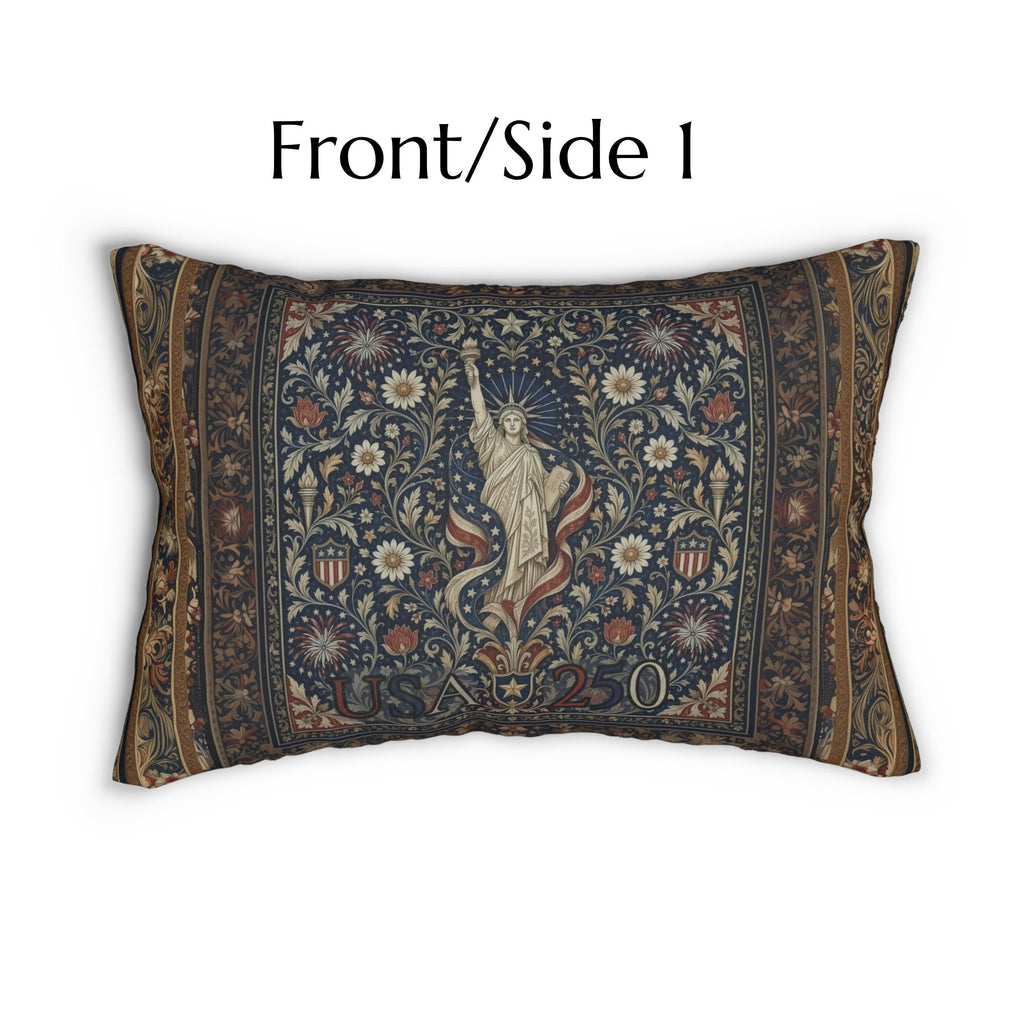 Patriotic Lumbar Pillow: Americana Statue of Liberty America 250 Decor