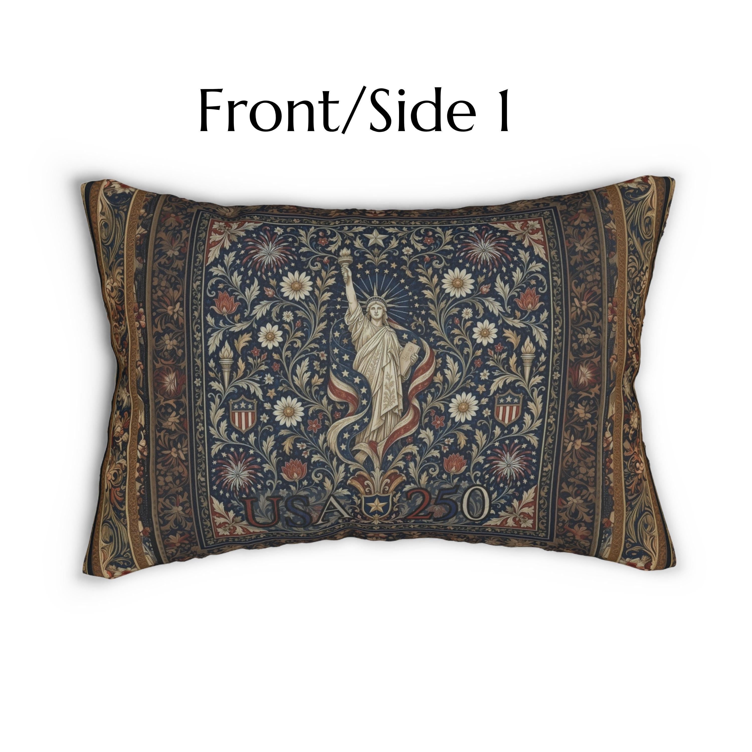 Patriotic Lumbar Pillow: Americana Statue of Liberty America 250 Decor