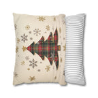 Tartan Christmas Tree Pillow Cover: Rustic Plaid Holiday Cushion Case