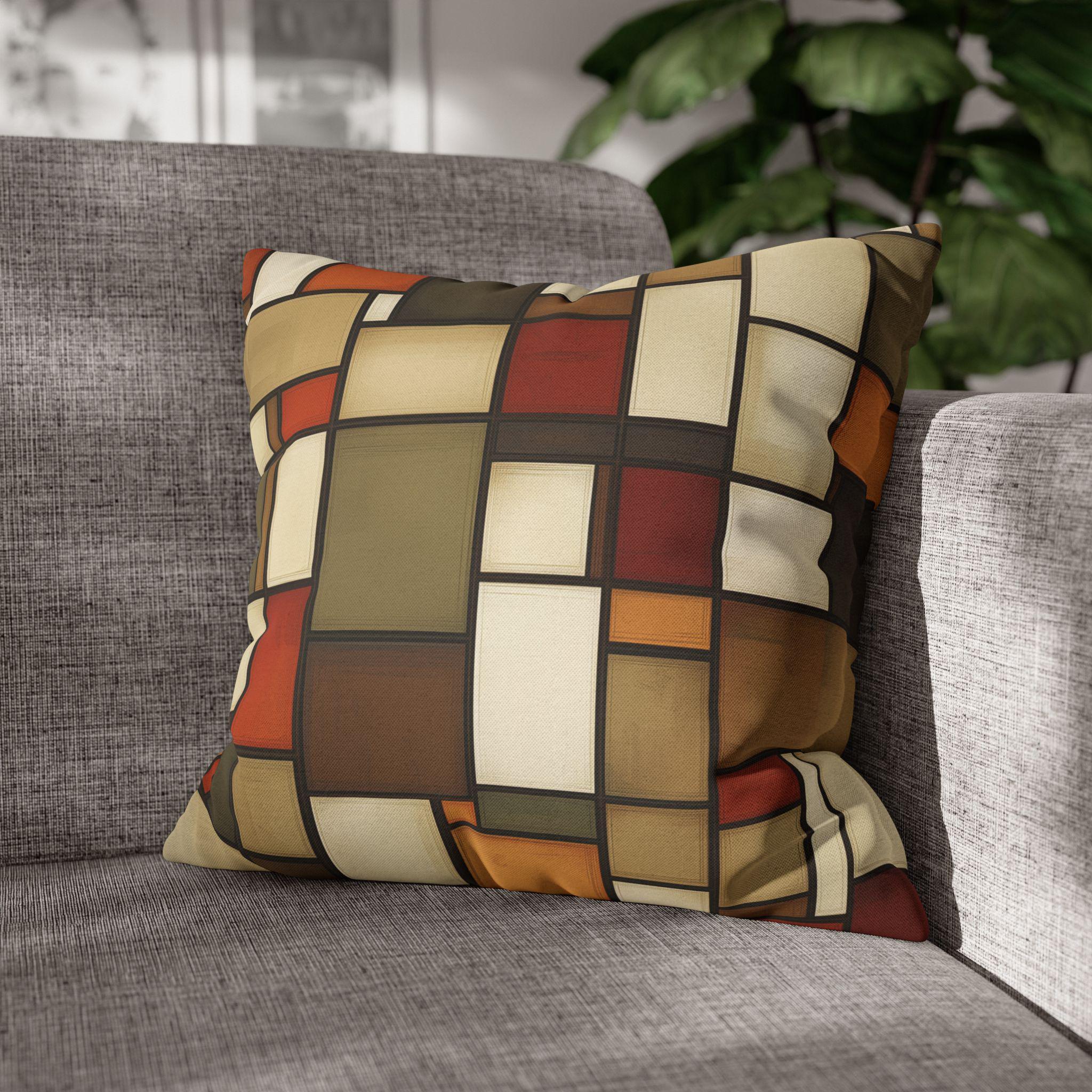 Geometric Stained Glass Inspired Pillowcase: Modern Abstract Art Cushion Cover for Cozy Home Decor