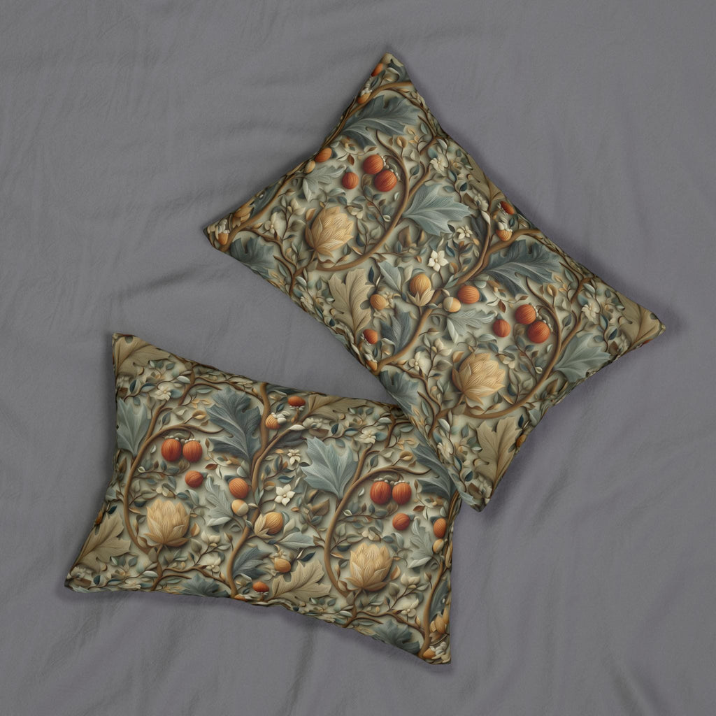 William Morris Autumn Vines Lumbar Pillow: Botanical Tapestry Design