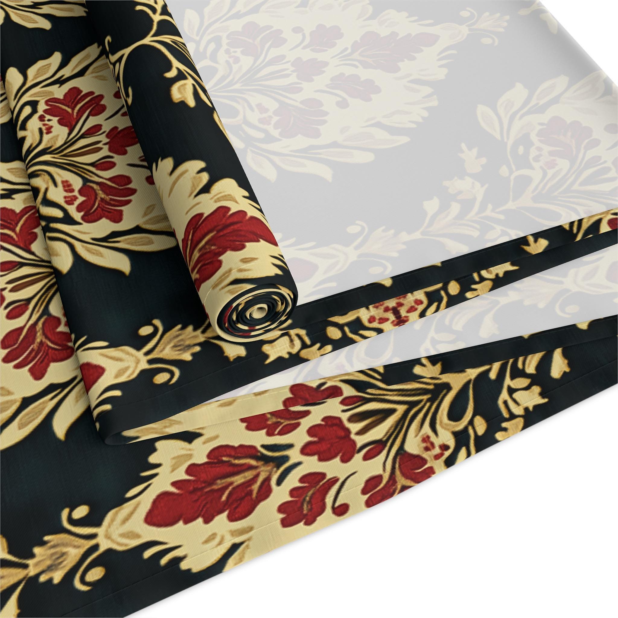 Elegant Ikat Christmas Table Runner: Red Green Gold