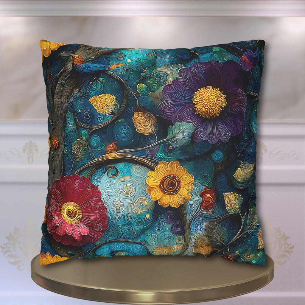 Klimt Botanical Pillow Cover: Jewel Tone Art Nouveau Floral Inspired by Gustav Klimt
