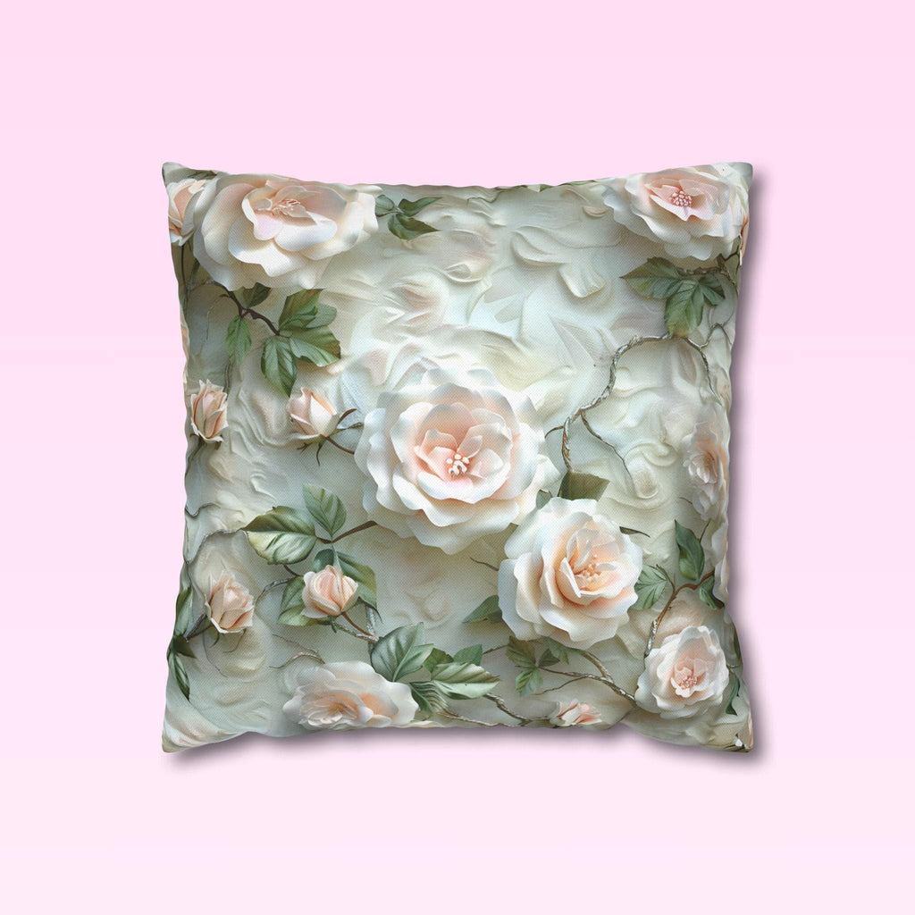 Blush Rose Pillow Cover: Coquette Floral Cushion, Feminine Bedroom Decor