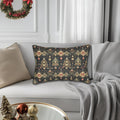 Christmas Tree Lumbar Pillow: Luxe Gold Red & Green on Deep Charcoal Holiday Decor