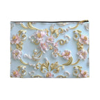 Rococo Zipper Pouch: Golden Scrollwork, Pink Flowers, Coquette Accessory
