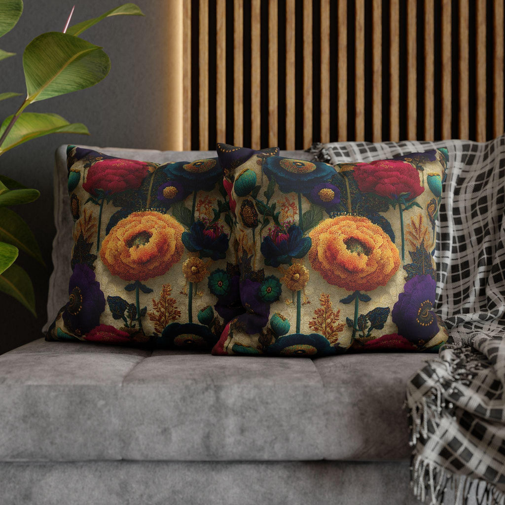 Art Nouveau Pillow Cover: Klimt Inspired Jewel Tone Floral Decor