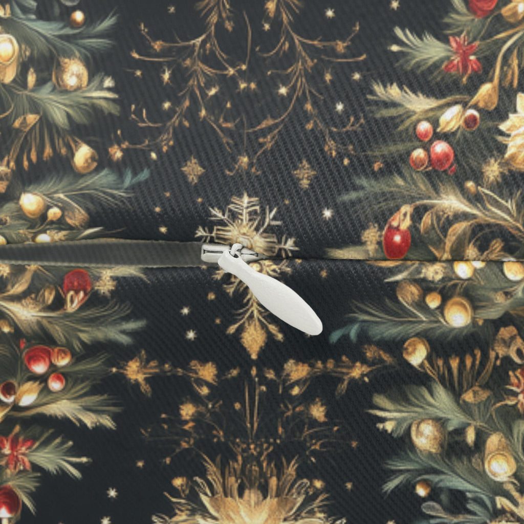Christmas Tree Lumbar Pillow: Luxe Gold Red & Green on Deep Charcoal Holiday Decor