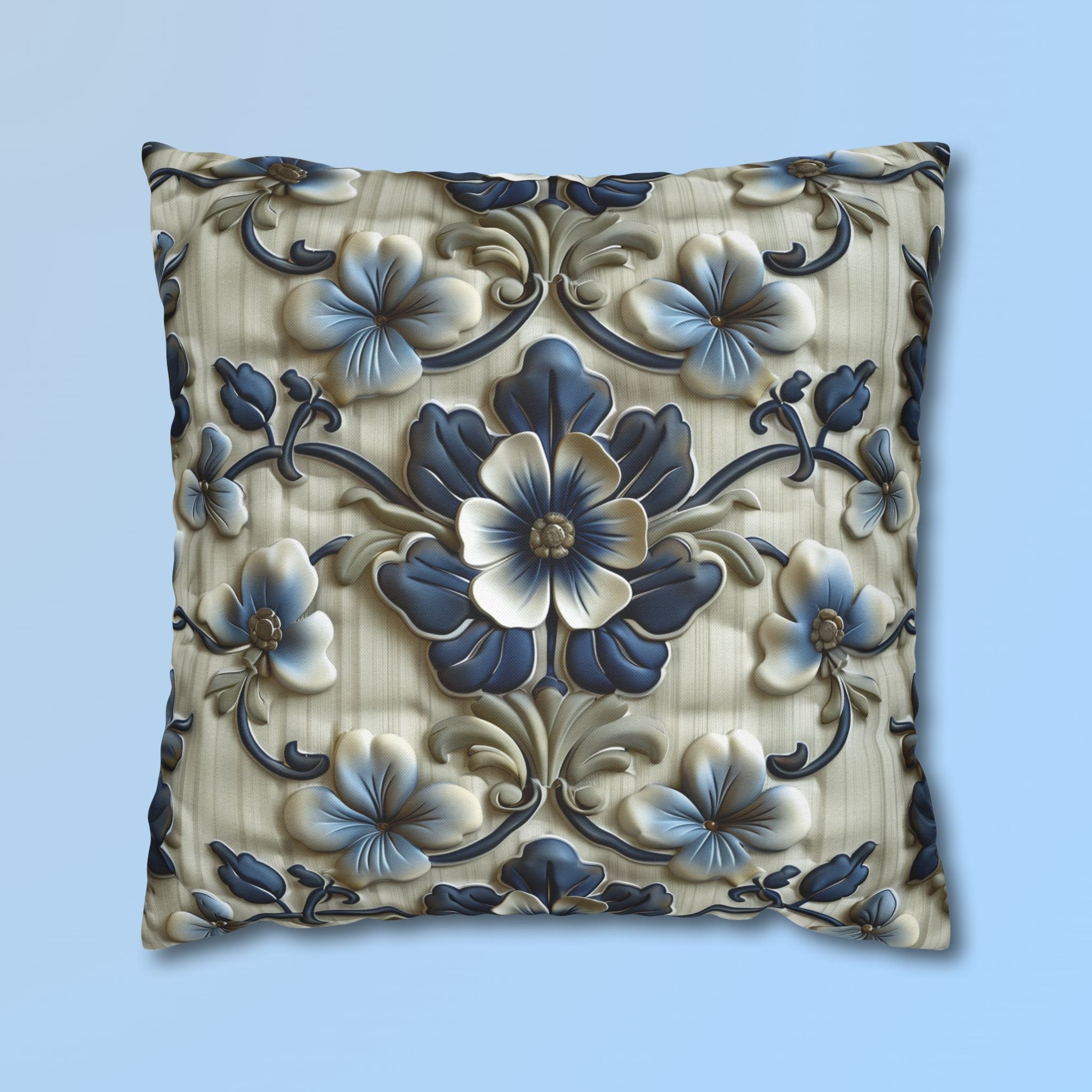 Blue Floral French Country Pillow Cover: Cottagecore Decor