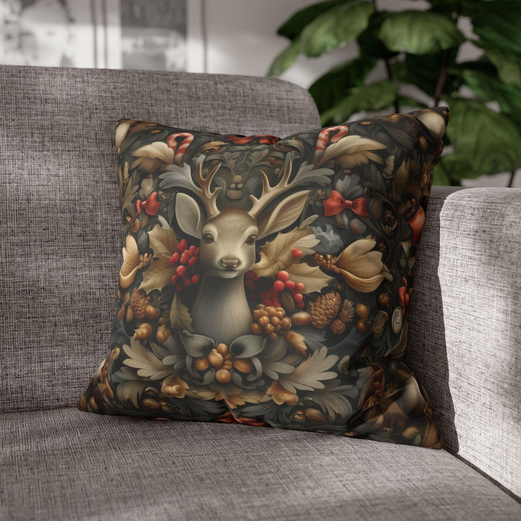 William Morris Deer Christmas Pillow Cover: Woodland Holiday Accent