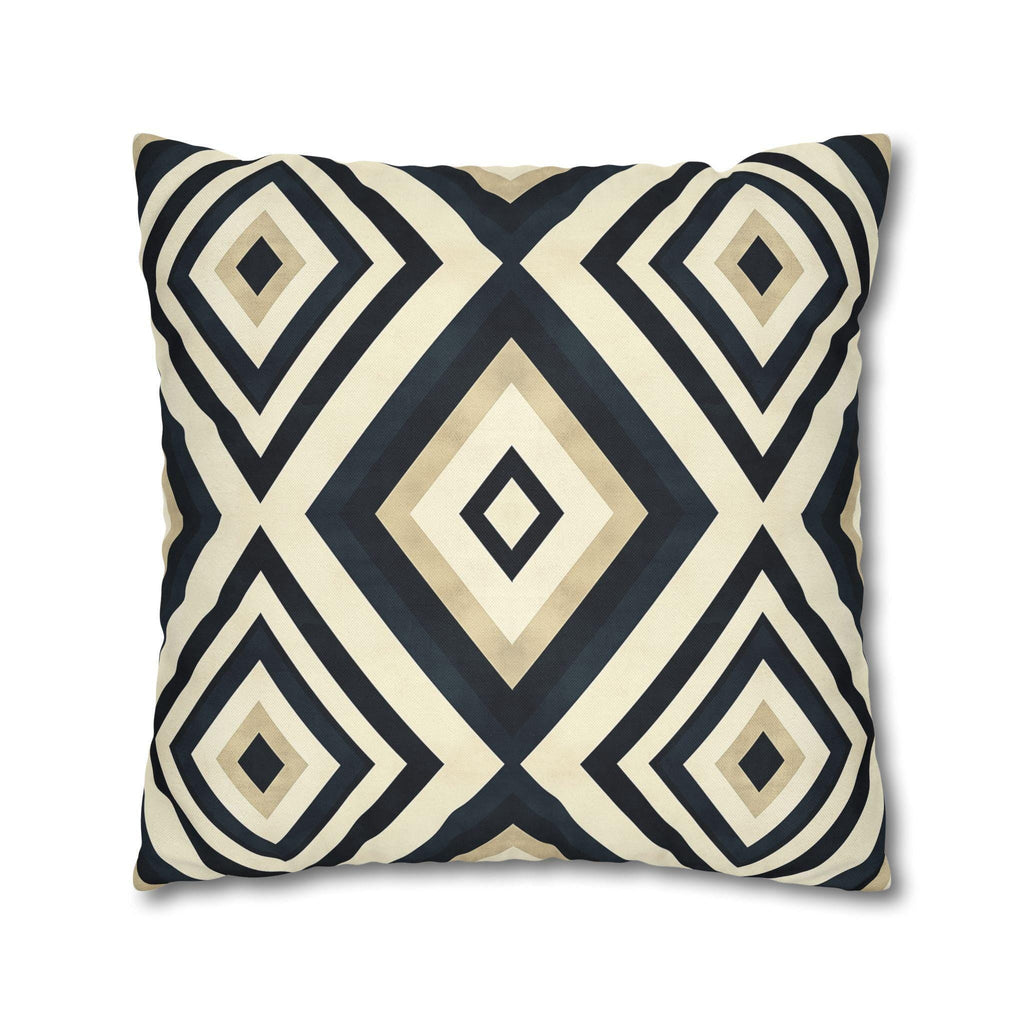 Diamond Geometric Pillow Cover: Navy, Cream & Beige - Modern Decor