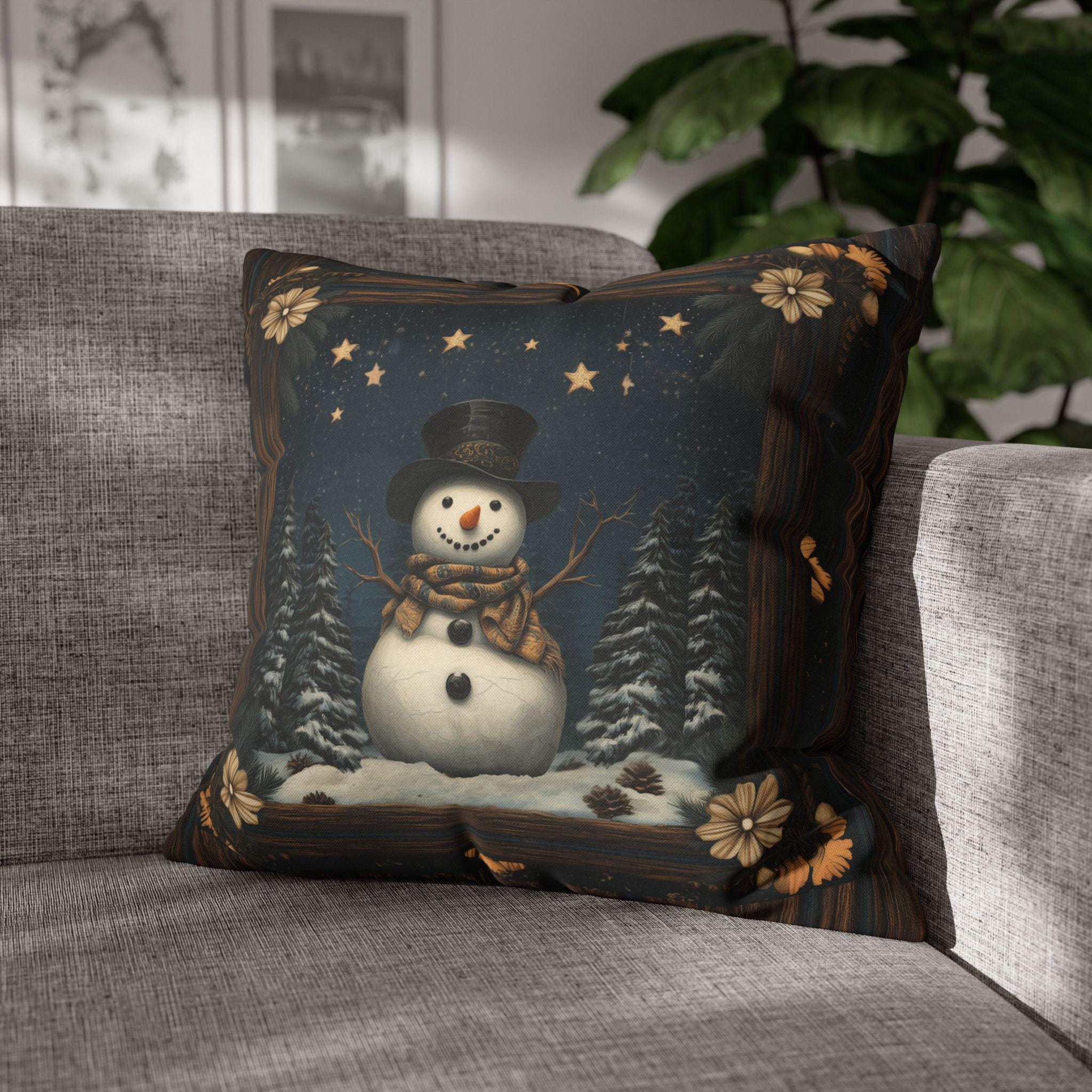 William Morris Snowman Pillow Cover: Christmas Decorative Throw Pillowcase