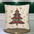 Tartan Christmas Tree Pillow Cover: Rustic Plaid Holiday Cushion Case