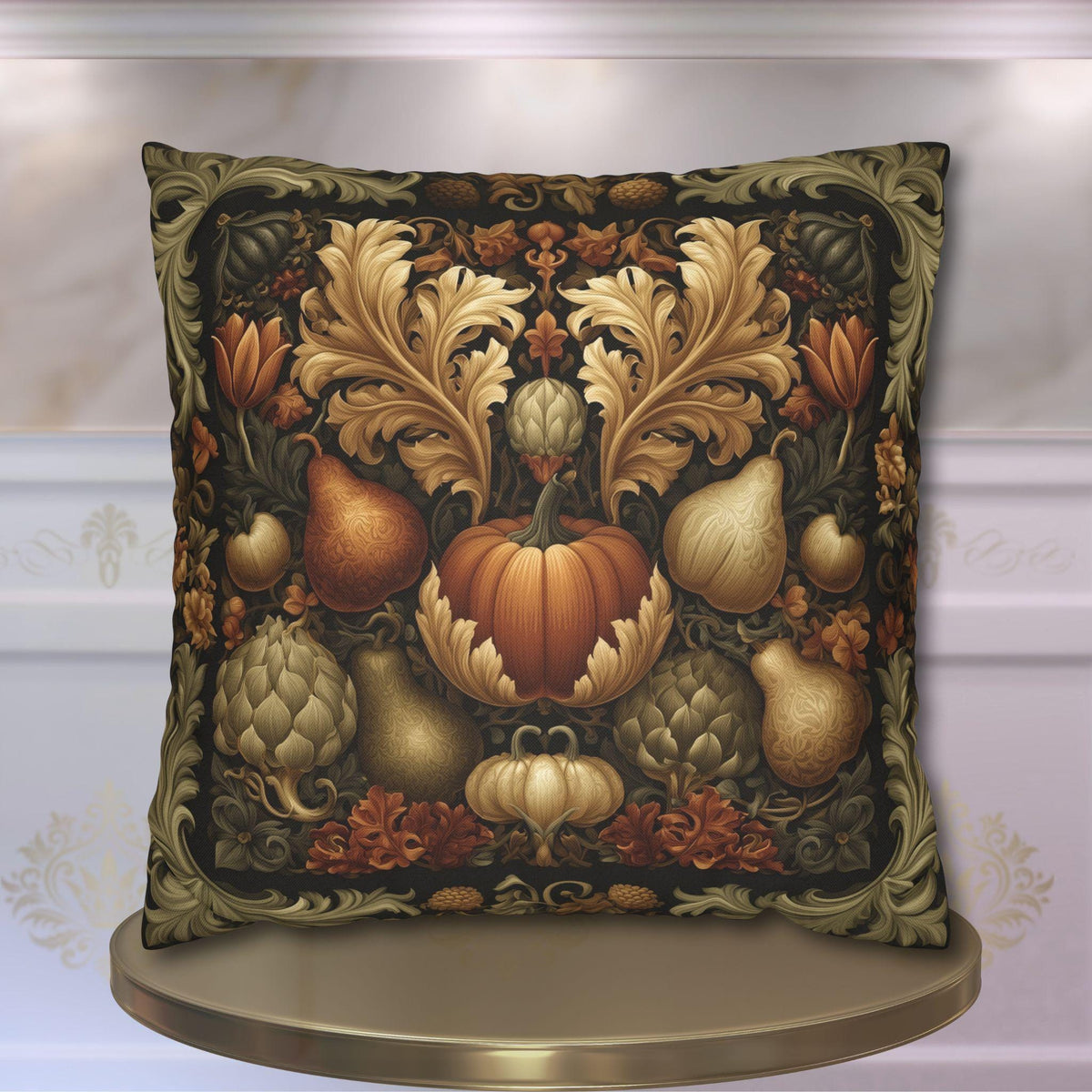 William Morris Inspired Pillow Cover: Vintage Style Autumn Harvest Tapestry