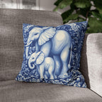 William Morris Inspired Elephant Pillow Cover: Blue & White Botanical Tapestry Cushion Case