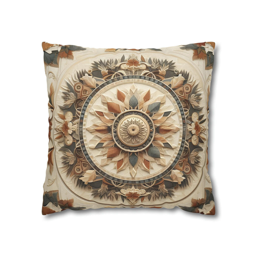 Boho Geometric Floral Pillow Cover: Earth Tone Cushion for Rustic Fall Home Decor