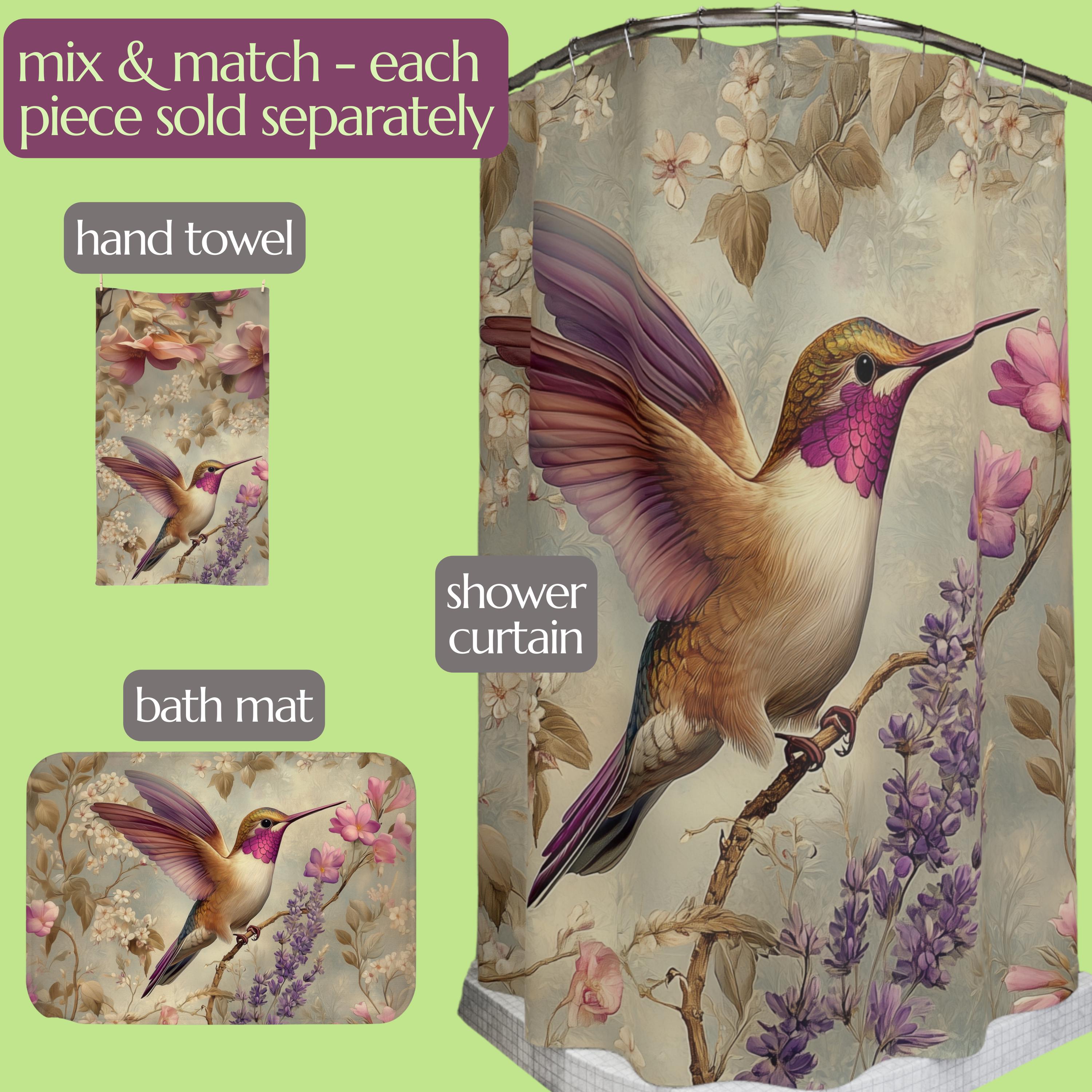 Hummingbird Bathroom Decor: William Morris Style Floral - Choose Your Piece