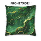 Green Waves Throw Pillow Cover: Emerald  and Deep Green with Gold Accents