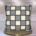 Gray Windowpane Plaid Pillow Cover: Neutral Checkered Contemporary Accent