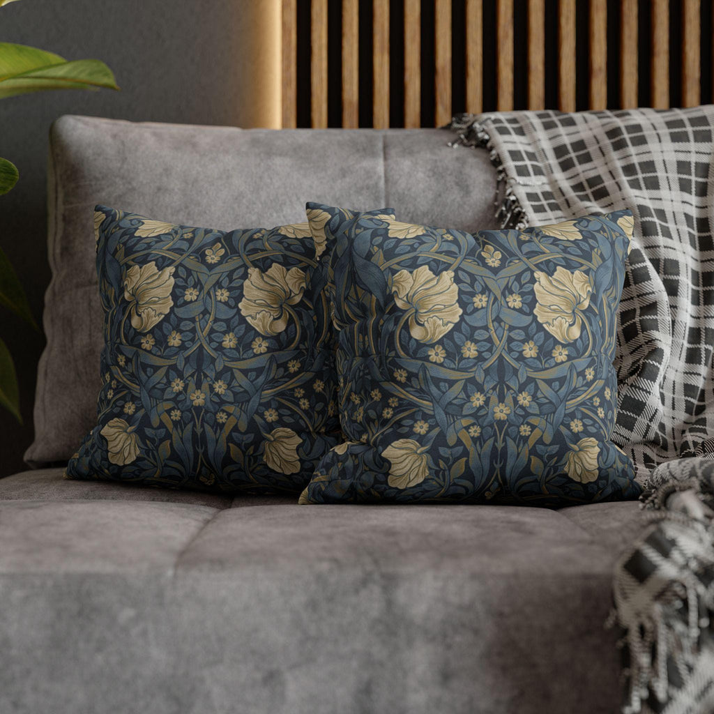 William Morris Pillow Cover: Charcoal Blue Ivory Vintage Pimpernel Reconstructed
