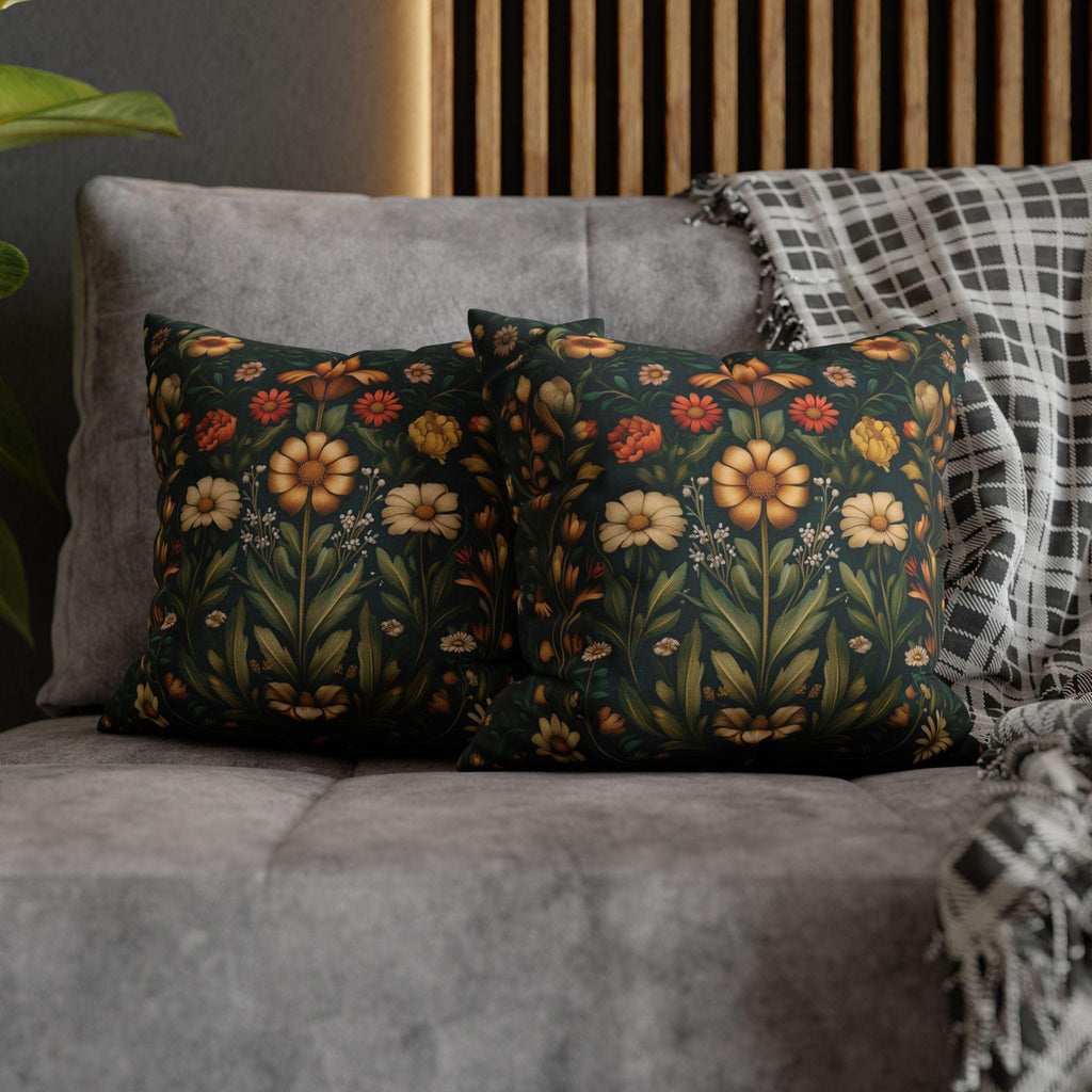 William Morris Throw Pillow Cover - Muted Coral and Leafy Green Florals