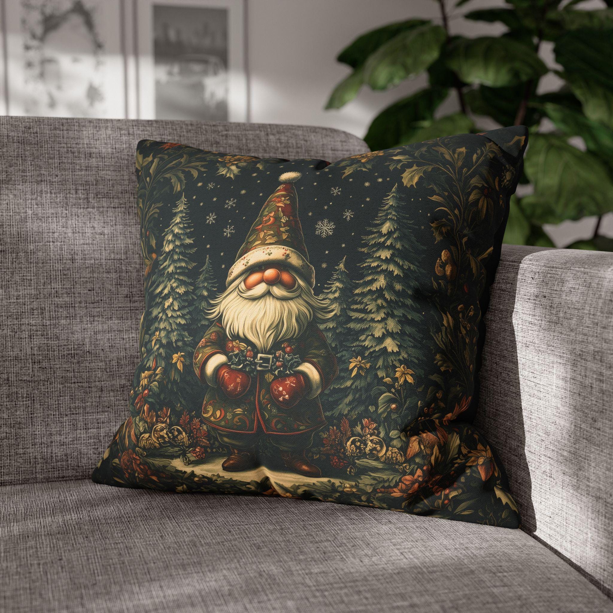 William Morris Christmas Gnome Pillow Cover: Festive Holiday Decor