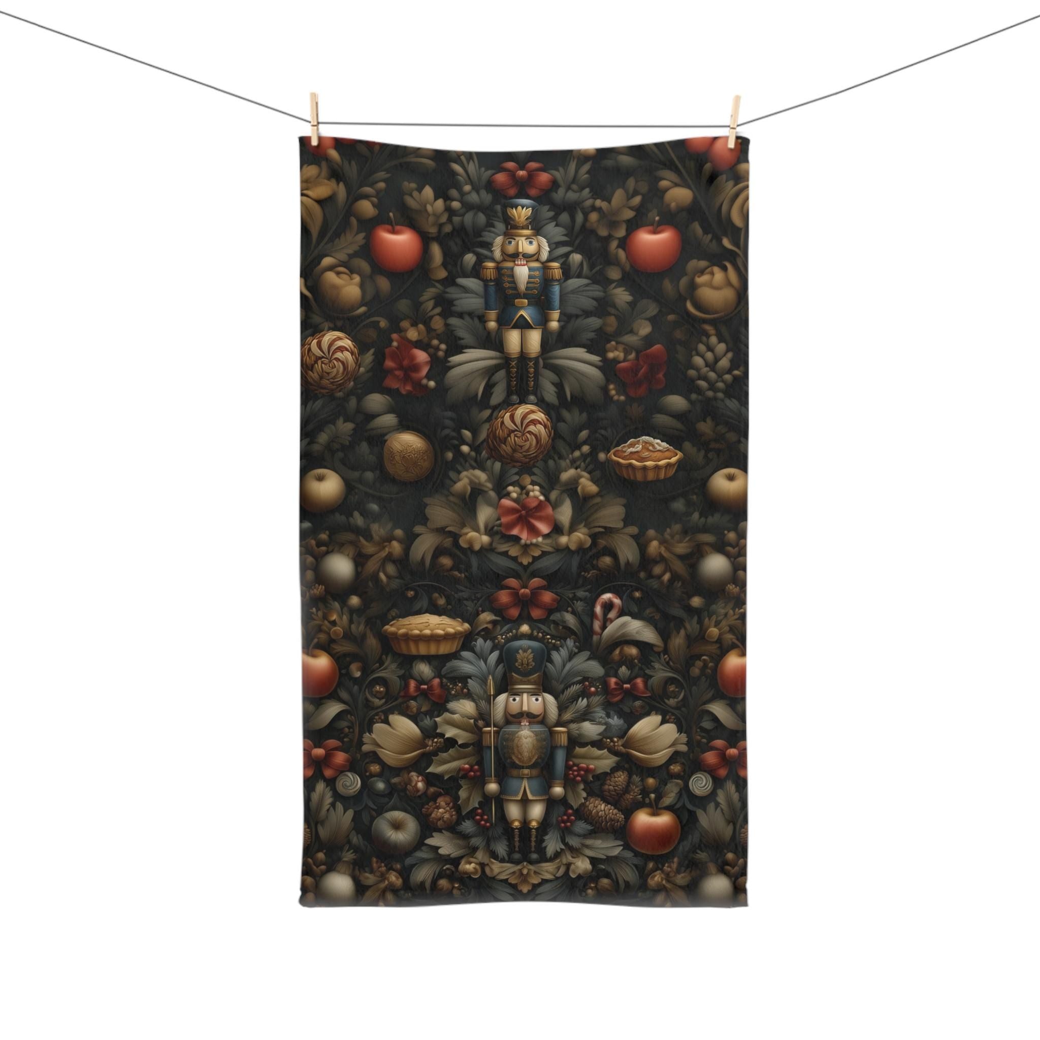 William Morris Nutcracker Christmas Hand Towel: Vintage Style Holiday Tea Towel