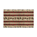 Striped Holly Christmas Hand Towel: Red Green Cream Holiday Botanical Winter Decor