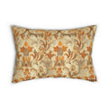 Autumn Damask Lumbar Pillow: Rustic Floral Fall Decor (20x14)