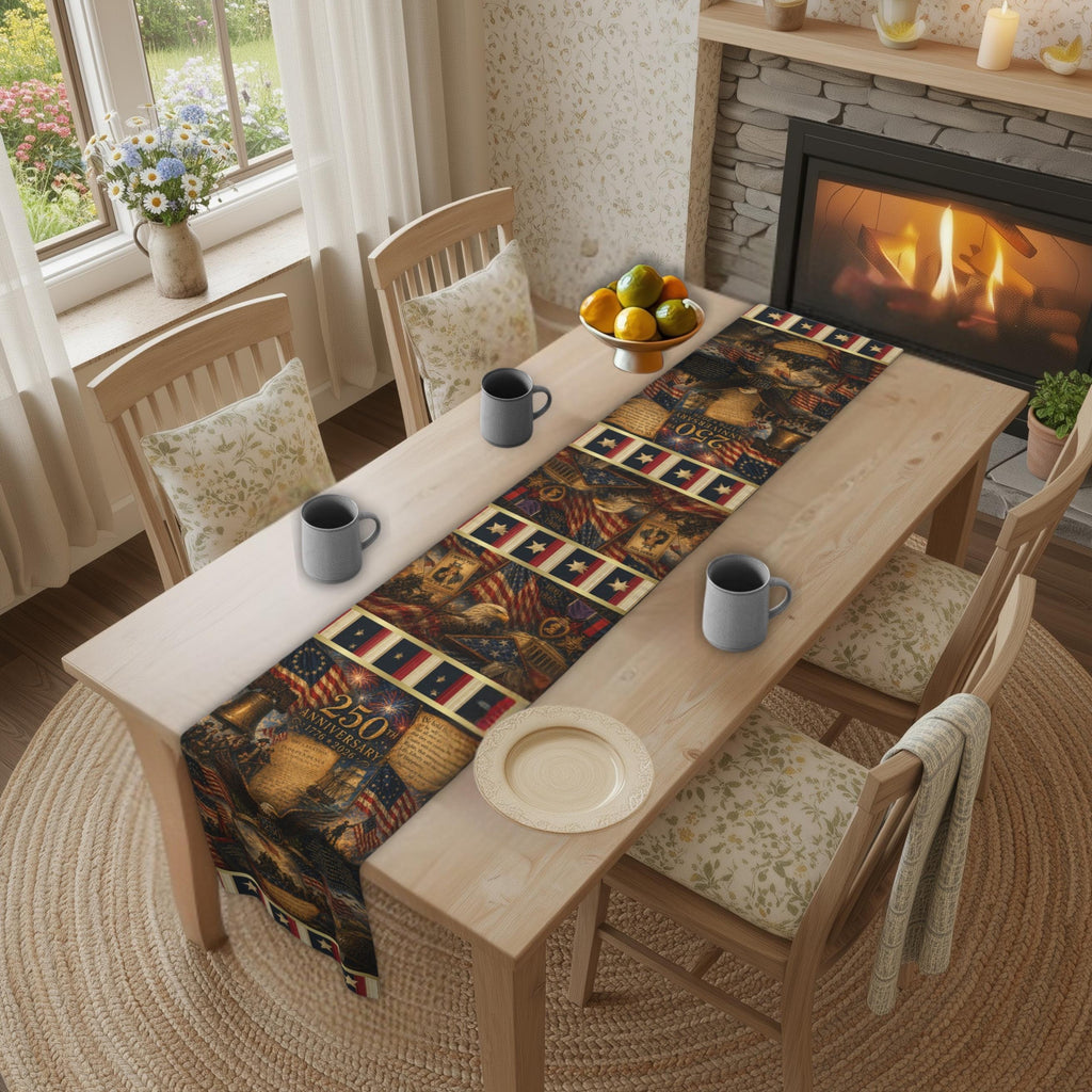 Patriotic Table Runner: US 250th Anniversary Tribute to Democracy