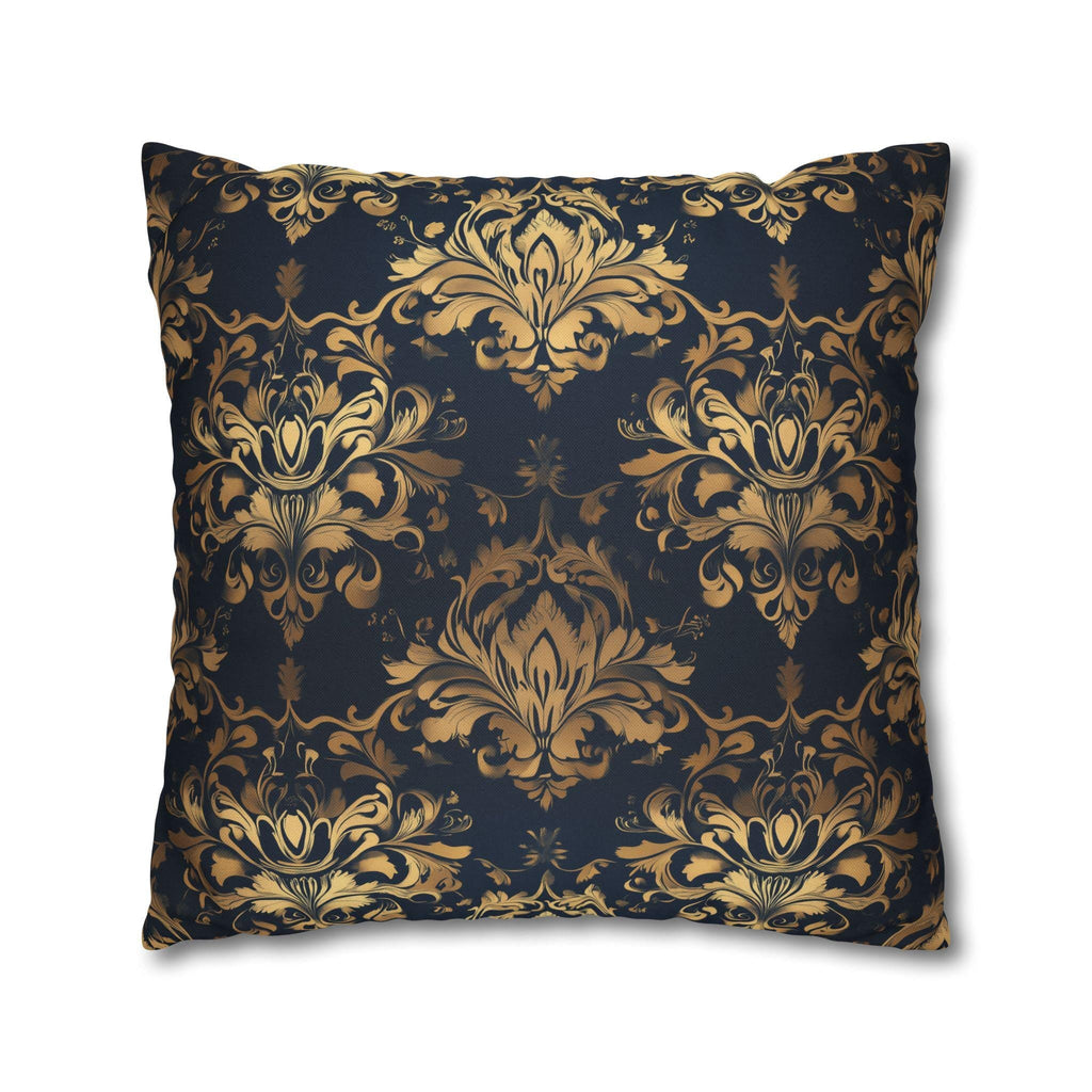 Gold Damask Medallion Pillow Cover: Elegant Navy Glam Decor