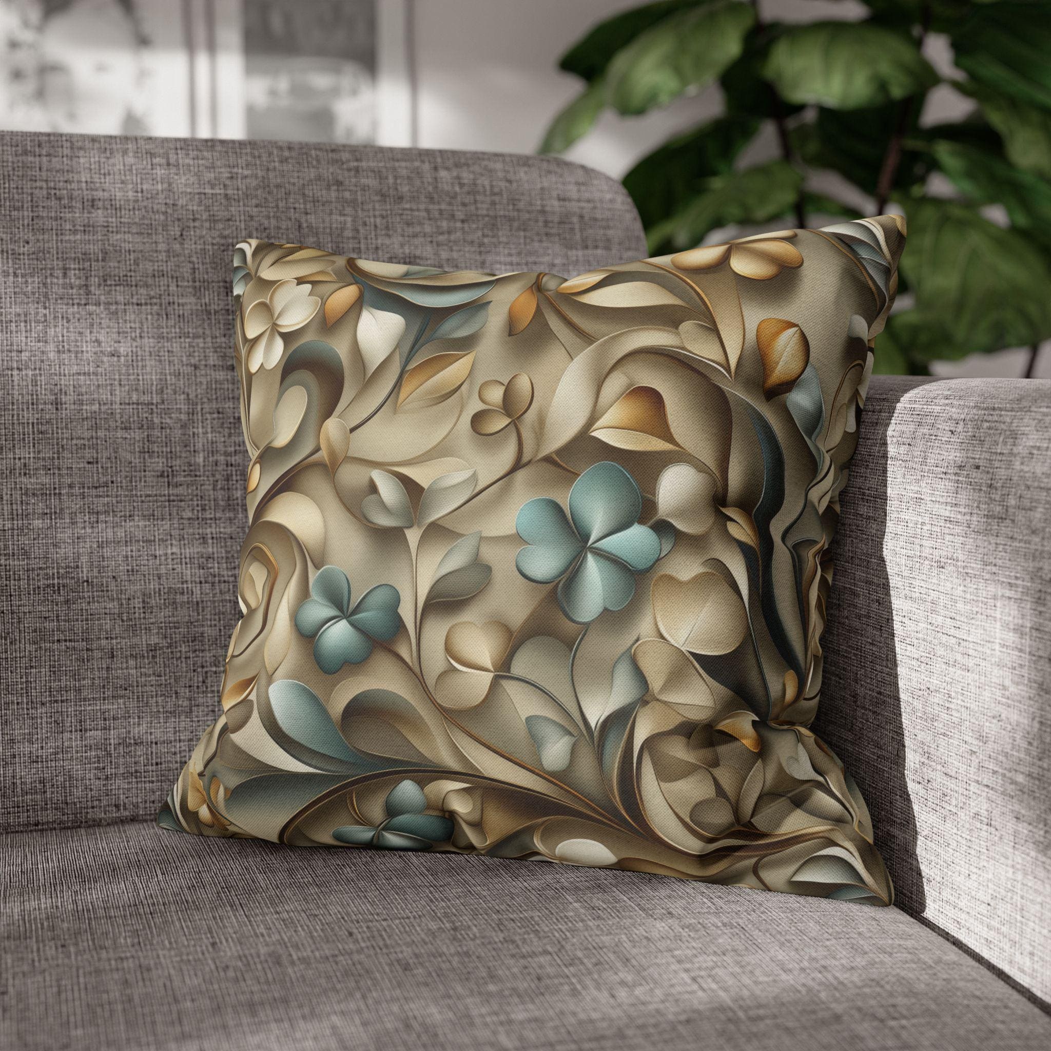 Elegant St. Patrick's Day Shamrock Pillow Cover: William Morris Inspired Botanical Square Cushion Cover