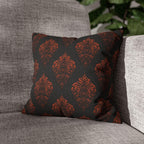 Halloween Damask Pillow Cover: Hidden Skulls in Black and Burnt Orange