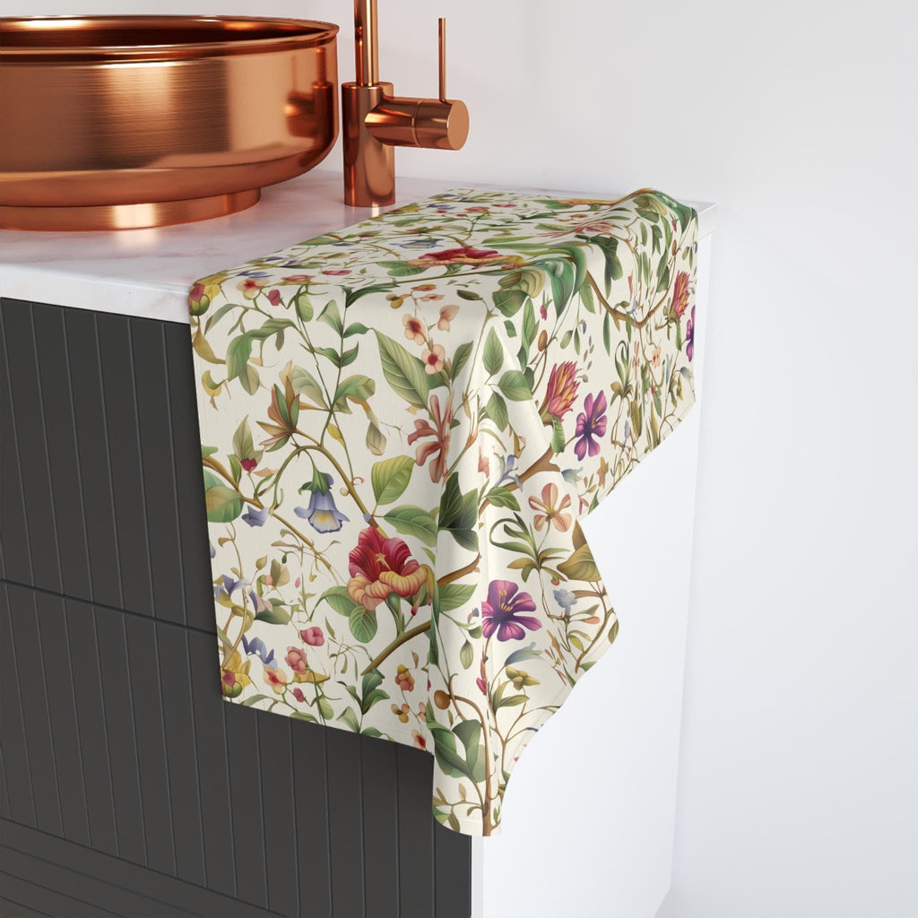 William Morris Hand Towel: Vintage Botanicals and Vines on Cream Background