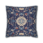 Elegant Navy Blue Floral Medallion Pillowcase: William Morris Inspired Persian Tribal Motifs Decorative Cover