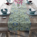 William Morris inspired table runner: Sage and Blue Floral Vine