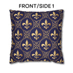 Blue Fleur de Lys Pillow Cover: Royal Gold French Heraldic Pattern