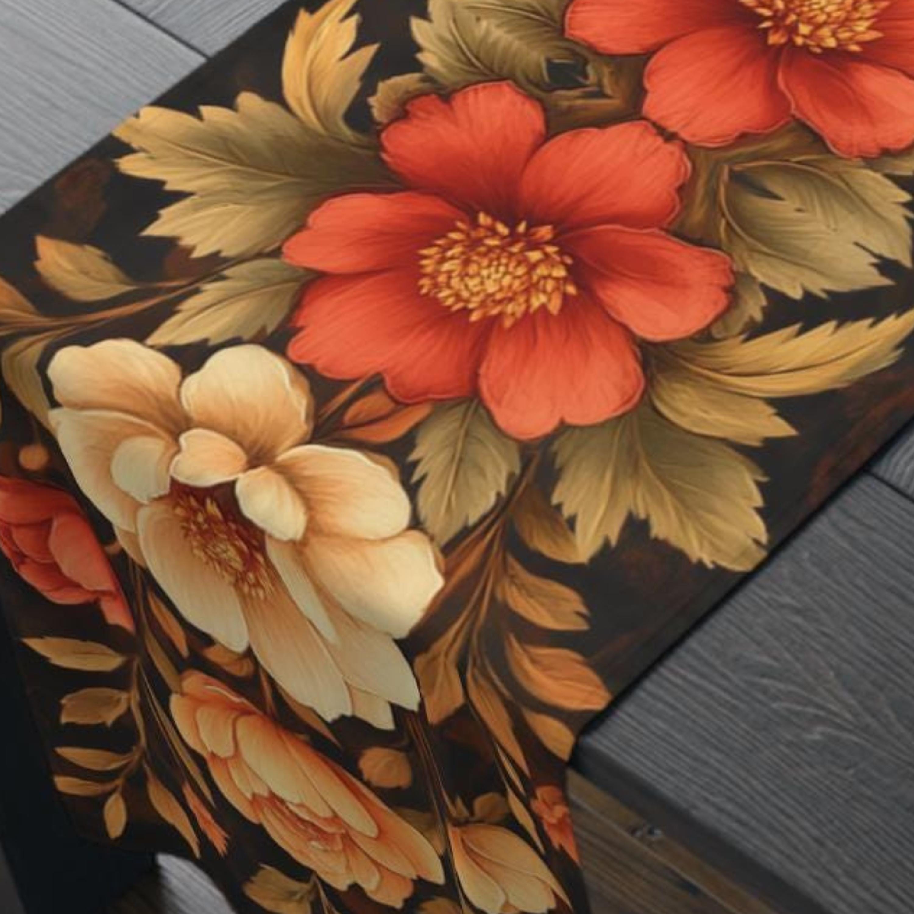 Boho Peony Table Runner: Rustic Autumn Floral for Dining