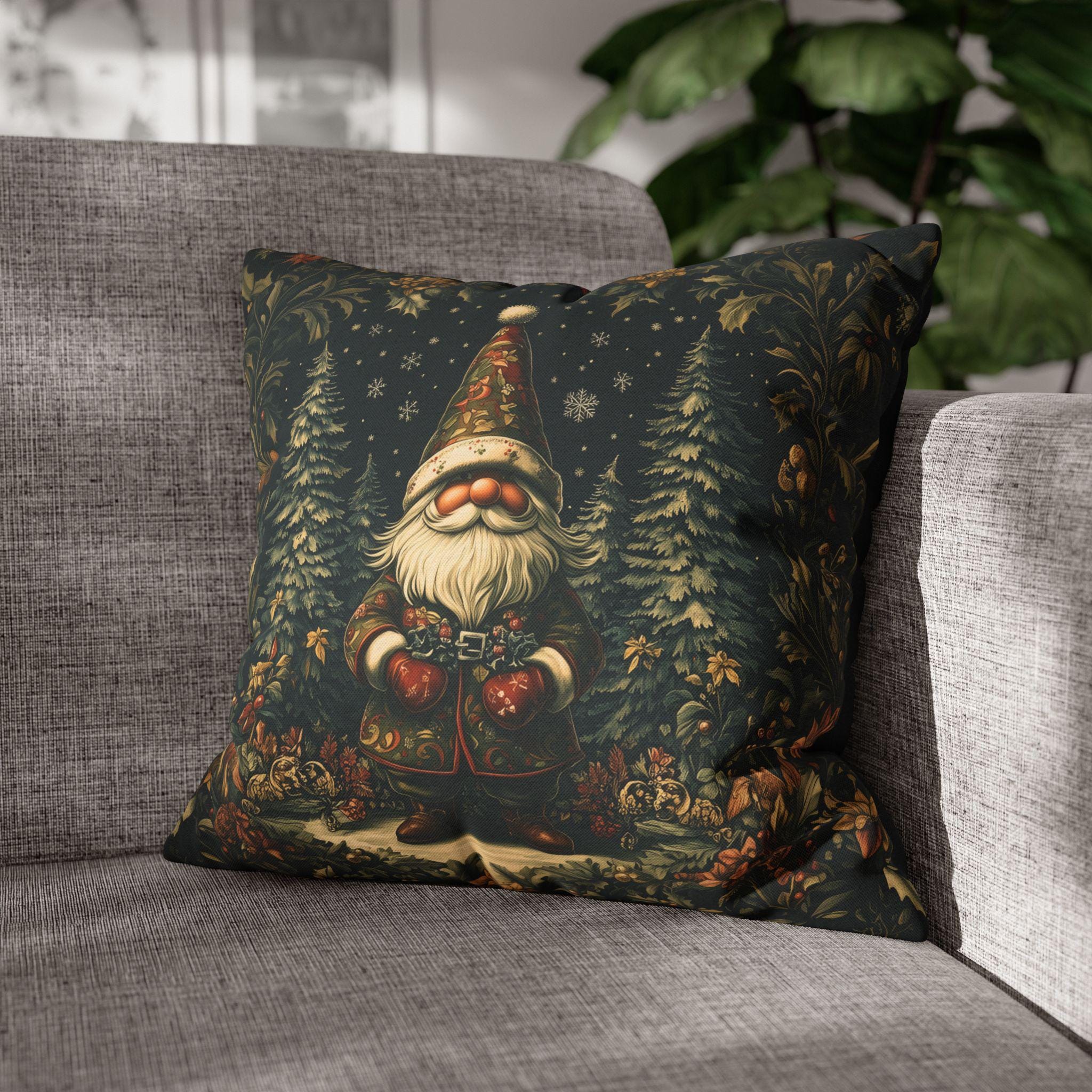 William Morris Christmas Gnome Pillow Cover: Festive Holiday Decor