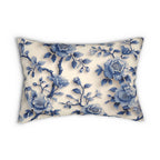 Elegant Chinoiserie Floral Lumbar Pillow - Asian-Inspired Porcelain Design Home Accent (20x14)