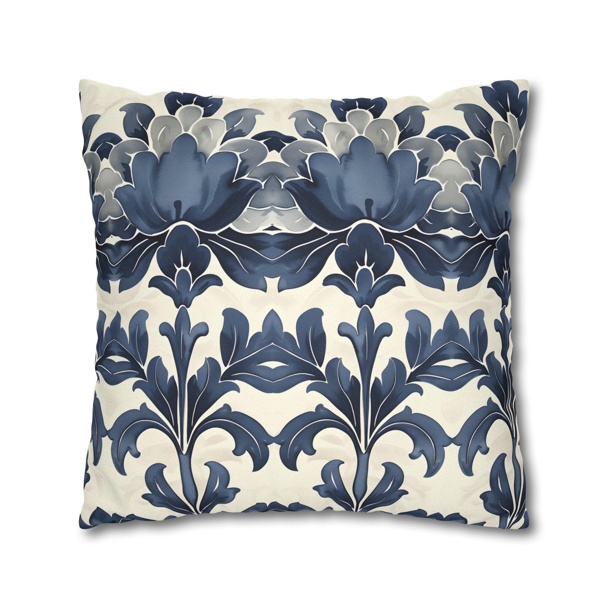 Blue Floral Throw Pillow Cover: French Country Farmhouse Decor
