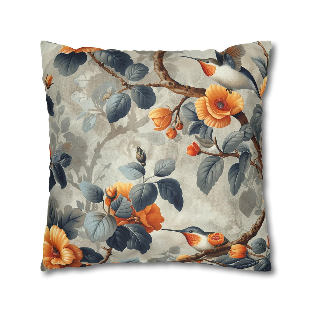 Botanical William Morris Pillow Cover - Hummingbird and Floral Print