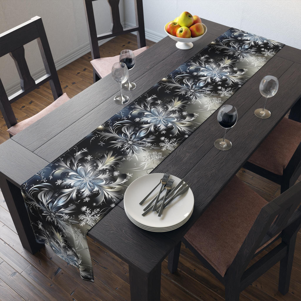 Winter Snowflake Table Runner: Holiday Dining Decor (Cotton or Poly)