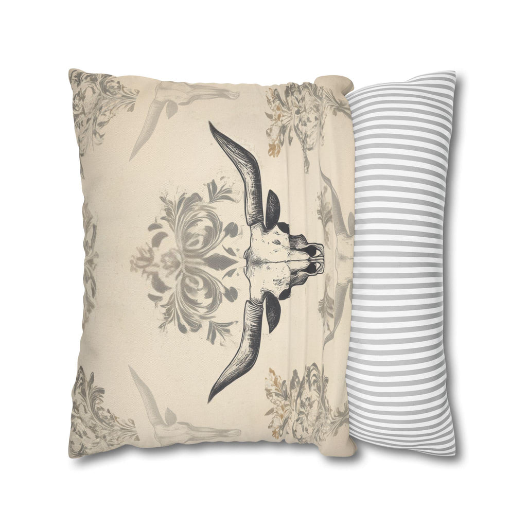 Southwestern Longhorn Skull Pillow Cover: Rustic Western Ranch Decor Accent for Country Living