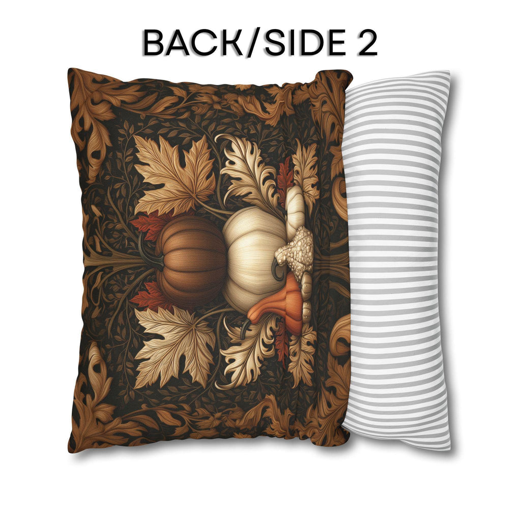 William Morris Inspired Fall Pillow Cover:  Copper, Burnt Orange, Caramel on Dark Brown