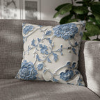 Blue Floral Chinoiserie Pillow Cover: Elegant Home Decor