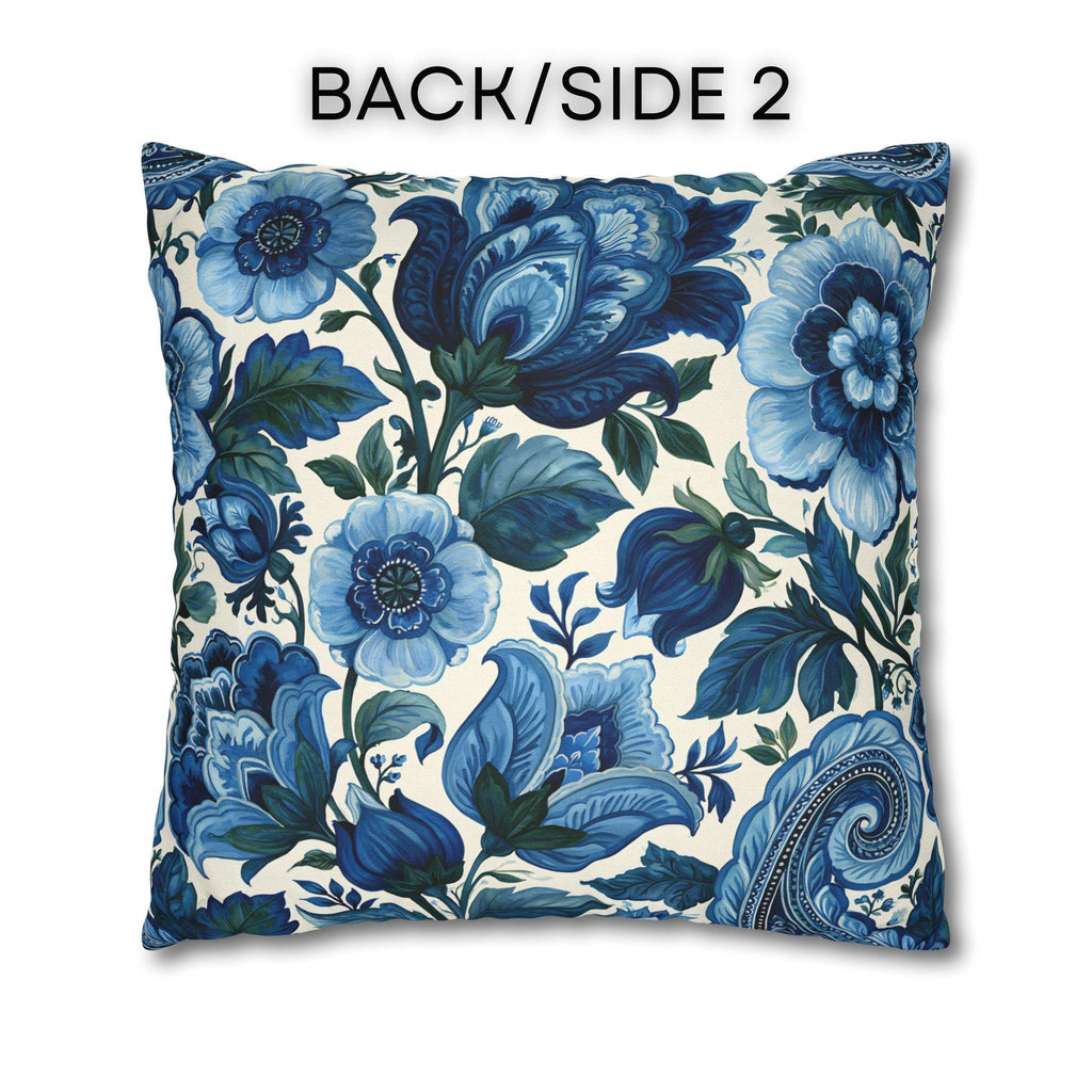 Blue and White Botanical Pillow Cover: Stylized Floral Vine Design