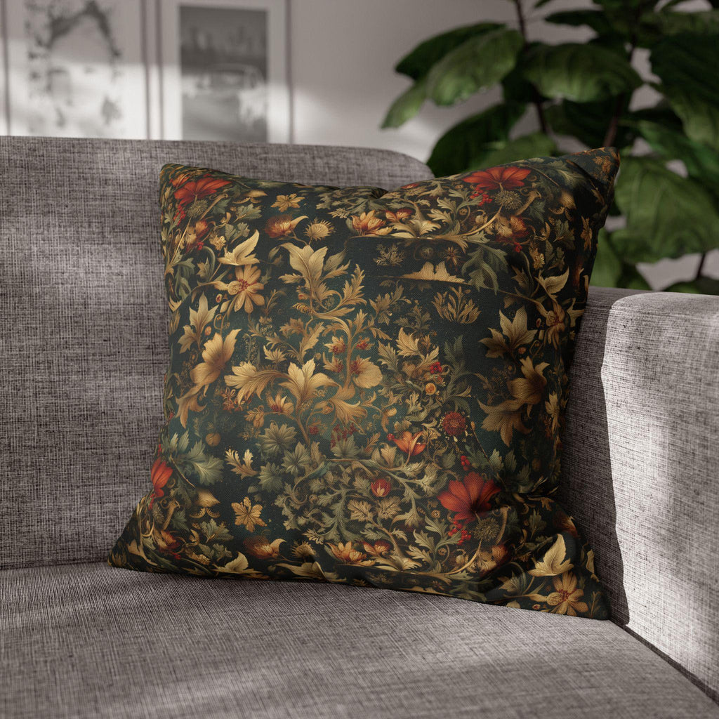 William Morris Inspired Dark Botanical Christmas Pillow Cover: Arts and Crafts Holiday Decor