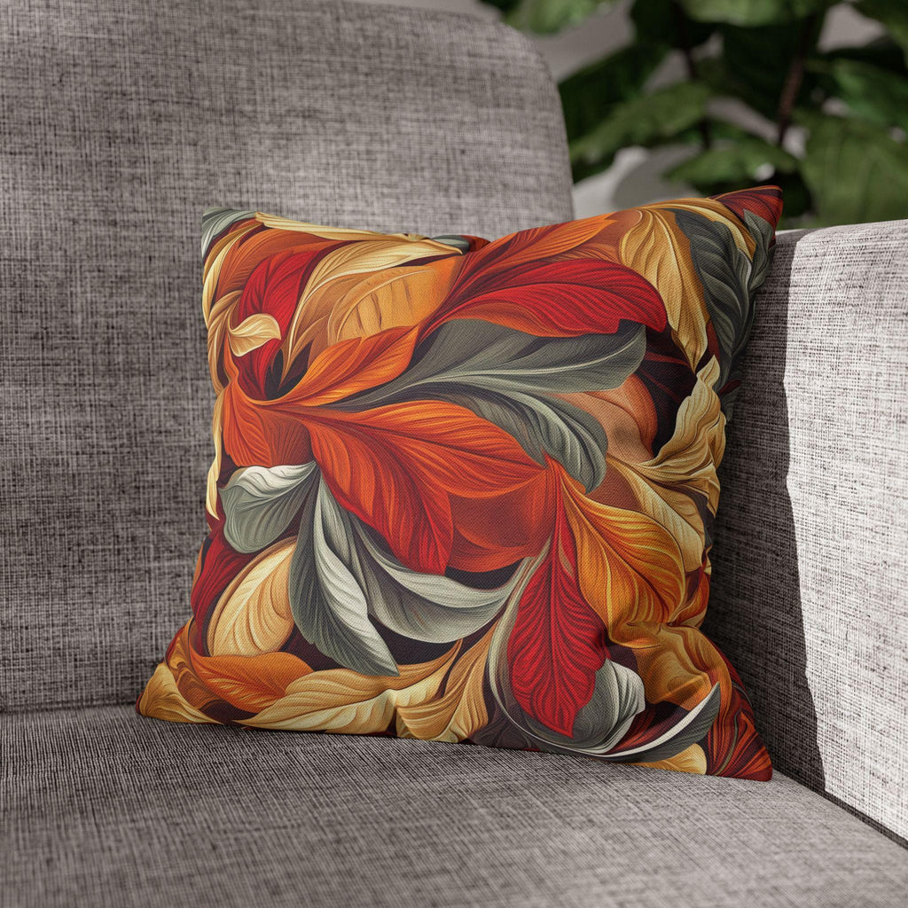 Autumn Leaves Pillow Cover Fall Foliage Throw Cushion Warm Harvest Color Accent Decor
